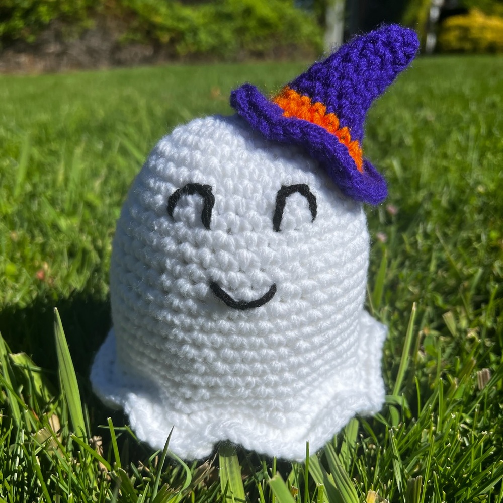 Hand Crocheted Little Witchy Ghost Stuffed Animal Halloween Decor!
